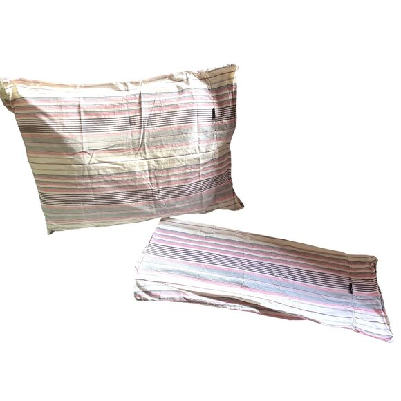Pink & Gray Striped Pillowcase Set Of 2 91d - Picture 1 of 3